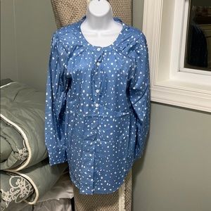 Miss Look L polka dot blue blouse. NWOT